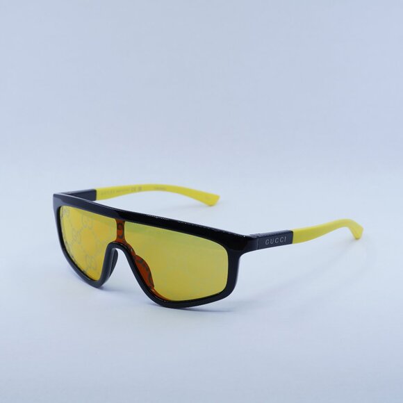 🕶️ New Gucci GG1736S 004 Sunglasses - Black Frame,Yellow with GG Pattern Lenses - Picture 1 of 11